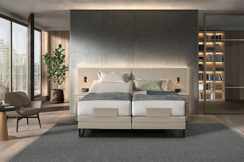 Chambre cosy avec lit capitonné