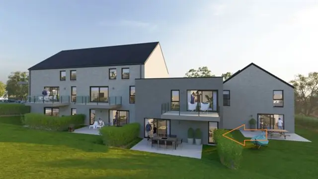 Appartement met 2 slaapkamers, terras en privatieve tuin.
