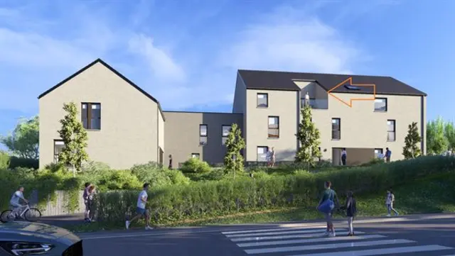 Appartement met 1 slaapkamer, terras en privatieve zolder.