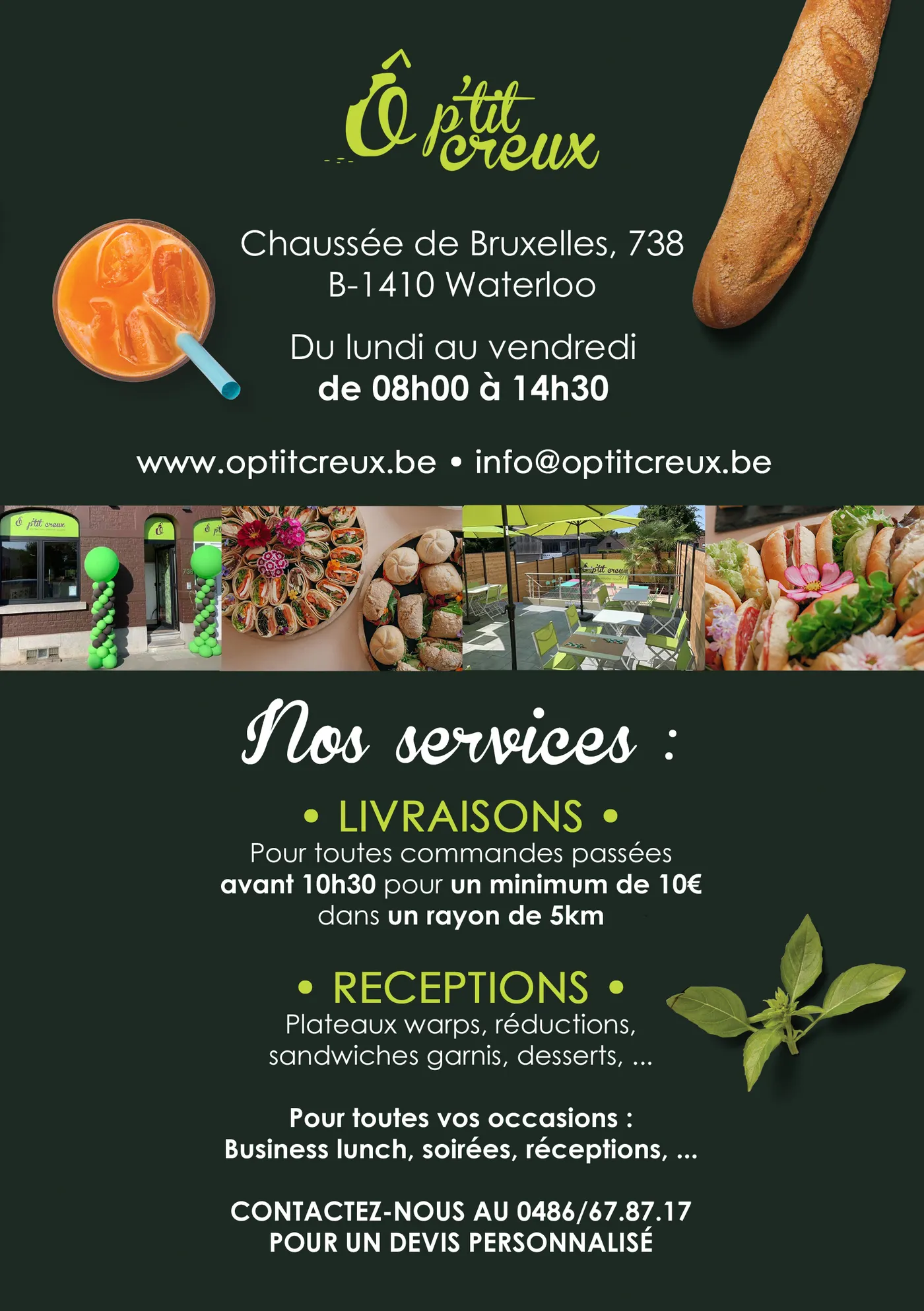 Carte, page 4 : adresse, horaire et services