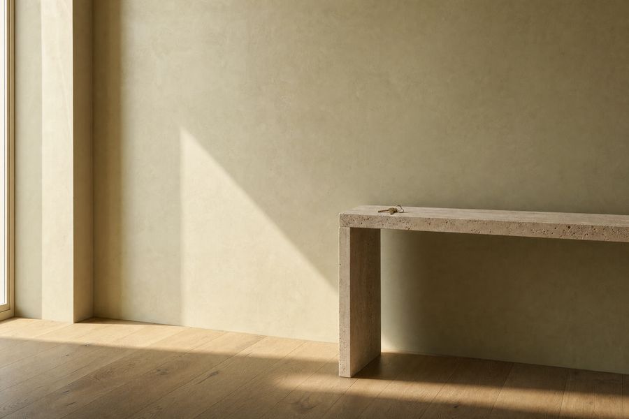 Sleutels op een stenen console in zacht middaglicht